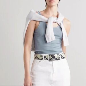 James Perse The Daily ribbed stretch-Supima cotton tank — Size 2, Dusky Blue